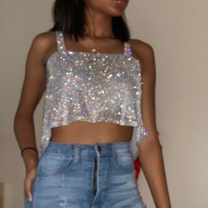 Diamanté crop top by MESHKI